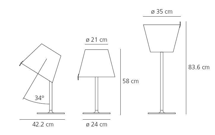 Stolní lampa Melampo velká šedá 2x52W E27 výška 58cm výklopná - ARTEMIDE